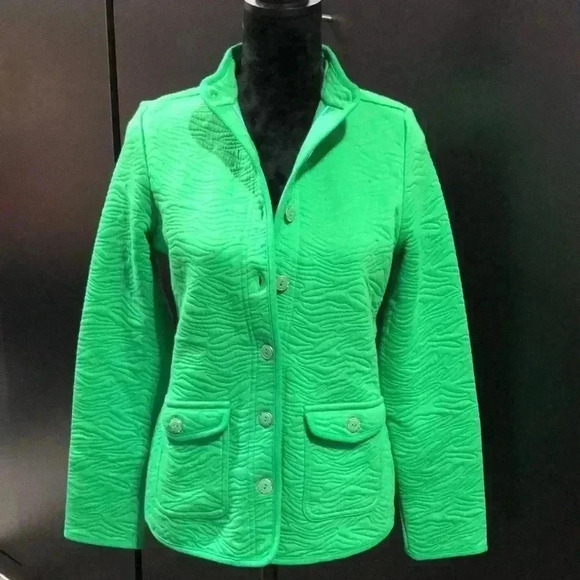 ISAAC MIZRAHI LIVE button down,front pockets, quilt like texture pattern jacket - Picture 6 of 12